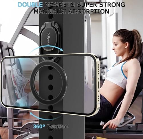 Magnetic Phone Ring Holder with Magsafe, Double Adjustable Gym Finger Ring Grip and Stand, Removable Phone Grip, for iPhone, iPad and Smartphones, Compatible with Magnetic Car Mount (Brown) — view 3
