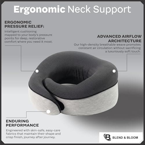 Blend & Bloom Travel Pillow for Airplane, Light Grey — view 3
