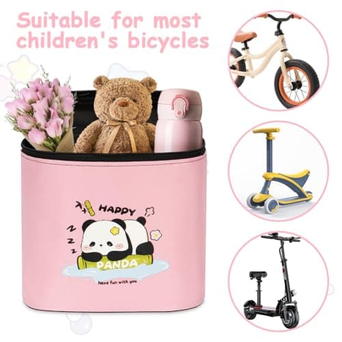 flintronic Bike Basket Kids, Detachable Cycle Front 210D Oxford Cloth Basket Carrier Bag, with Removable lid, Waterproof Cycle Baskets for Girls Boy — view 3