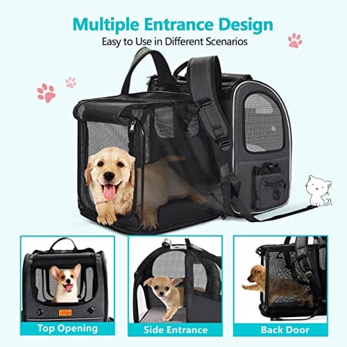 Morpilot Expandable Cat Carrier Backpack, Foldable Breathable Pet Rucksack with Hard Frame & Safety Leash, for Cats & Small Dogs Up to 9kg — view 4