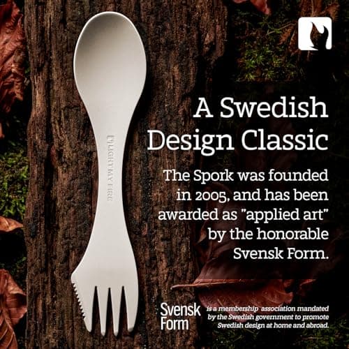 Light my Fire Spork Original 3-in-1 Camping Cutlery Knife Fork Spoon Set Survival Gifts for Scouts Camping Accessories Sporks Reusable Travel Cutlery Set 4-Pack Cream — view 5