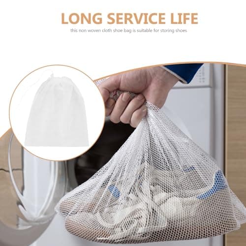 LRXIYODE 50pcs Non-Woven Fabric Shoe Bags Drawstring Dustproof Travel Shoe Covers Medium 32x38cm Portable Storage Pouch for Men Women Gym and Handbag Use — view 4