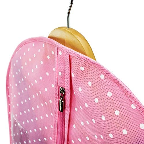 Hangerworld 60 Inch Pink Polka Dot Breathable Zipped Garment Dress Cover Bag Protector — view 5