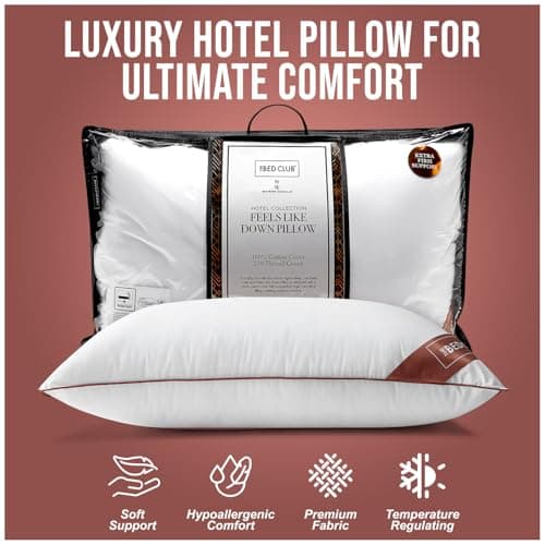 GC GAVENO CAVAILIA Firm Pillows 5Pack Neck Support Bed Pillow | Breathable Standard Size Single Pillow With 100% Cotton Cover | Hotel Quality Pillows For Stomach Back Pain & Side Sleepers, 74x48cm — view 3