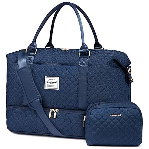 LOVEVOOK Travel Gym Holdall with Wash Bag - Weekend Overnight Duffel with Shoe Compartment - Waterproof Large Cabin Hand Luggage for Ryanair EasyJet Hospital Vacation