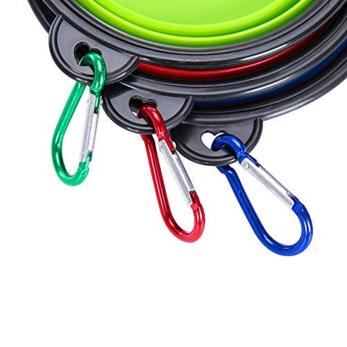 Collapsible Travel Dog Water Bowl Portable Cat Pet Silicone Food Bowl 3 Sets, Feeding trough Portable Drinking Water Drinker with Water Hook — view 4