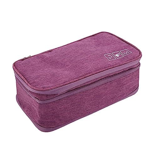 AKLOSIPY Portable Travel Storage Underwear Bra Socks Bag USB Cable Tech Accessory Case – Compact .5” X .5” X 3.” Multi-Compartment Packing Pouch for Women Men Digital Nomads Gym Business (Purple)