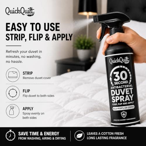 QuickQuilt - 30 Second Anti-bacterial Duvet Spray | Bedding Disinfectant and Sanitiser 500ml, Clear — view 5