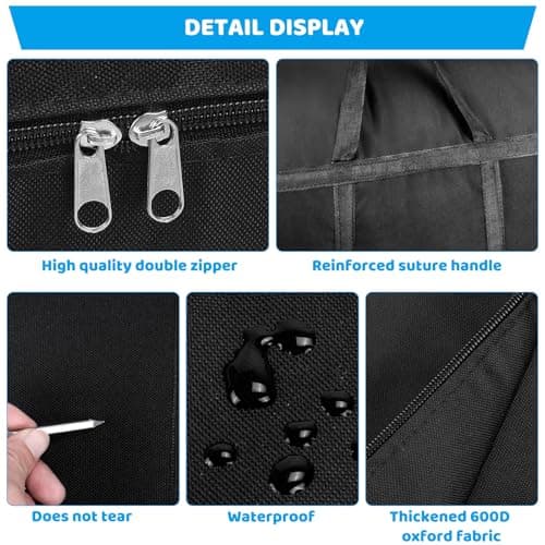 Large Storage Bags with Zips - 4Pack 150L 600D Oxford Heavy Duty Moving Bags, Waterproof Clothes Storage Bag for Duvet Bedding Laundry Xmas, Packing Bags for Loft Underbed Moving House, 100x48x25cm — view 6