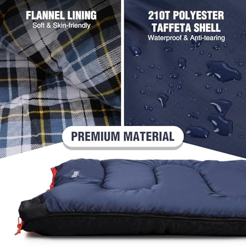 REDCAMP Extra Large Thick Flannel Sleeping Bag for Adult Winter,4lbs Nlue — view 3