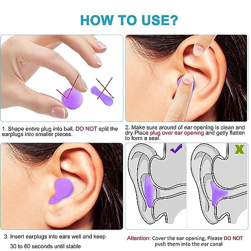 Becheln Reusable Silicone Ear Plugs, Waterproof Noise Cancelling EarPlugs for Sleeping, Mowing, Swimming, Airplanes, Concerts — view 6