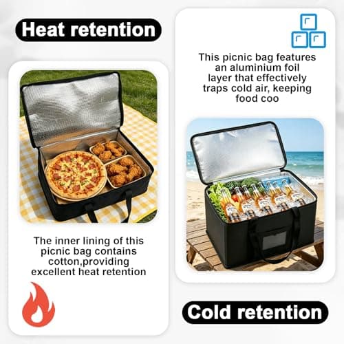 Yuaerbuo 40L Cool Bag, Cooler Bags, Picnic Bag Includes 15 Pcs Freezer Bags, Collapsible Cooler, Food Delivery Backpack, Cold Storage for Camping, Shopping, Family BBQ, Travel, and Barbecues — view 4