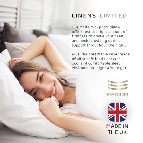 Linens Limited - Soft Pillows 2 Pack, Made in the UK, Hotel Quality, LuxeHotel Bounce Back Pillows, Soft and Firm with Orthopedic Support, Non-Allergenic, Machine Washable (White) — view 2