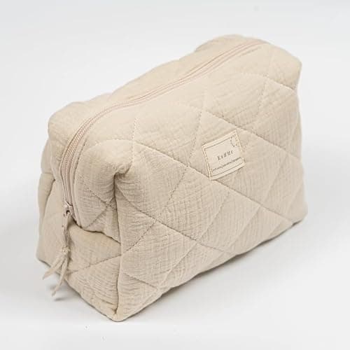 Es & Me Quilted Cotton Nappy Storage Bag, Toiletry Bag for Babies, 4 Styles (Sand) — view 3