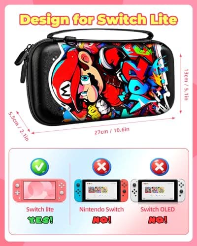 Koecya Carrying Case for Nintendo Switch Lite 2019 Travel Carry Cases for Teen Girls Kids Boys Cute Cartoon Design Aesthetic Portable Hard Shell Covers Pouch Storage Bag for Nintendo Accessories — view 2