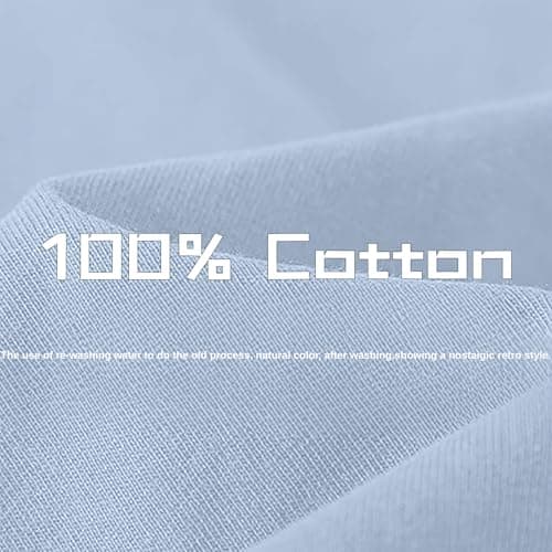 Women's T-Shirts Heavy Cotton Tops Basic Short Sleeve Round Neck Tees Washed Oversized Elegant Womens Baggy Oversized T Shirts Walking Holiday Travel Y2K Clothes Plus Size Light Blue — view 4