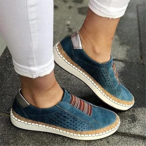 Womens Premium Orthopedic Casual Sneaker, Posture Correction Walking Shoes for Women Wide, Fashion Comfortable Cork Footbed Ladies Loafers(Green,10US) — view 2