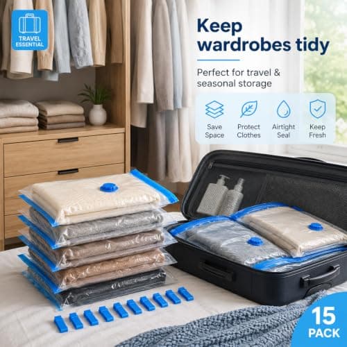 Yuaerbuo 15 PCS Clothes Vacuum Storage Bags, 30×50cm Vacuum Pack Bag Travel — view 6