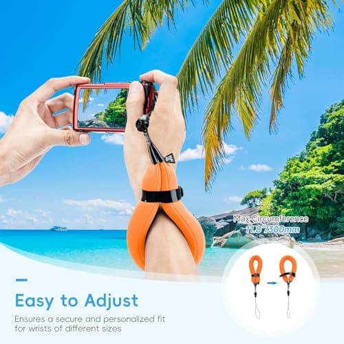 JJC Floating Wrist Strap for Olumpus TG-7 TG-6 TG-5 TG-4, Gopro Hero 9 Hero 8, Fujifilm FinePix XP140, XP120, Nikon W300 W100 & Other Underwater Cameras - Orange — view 4