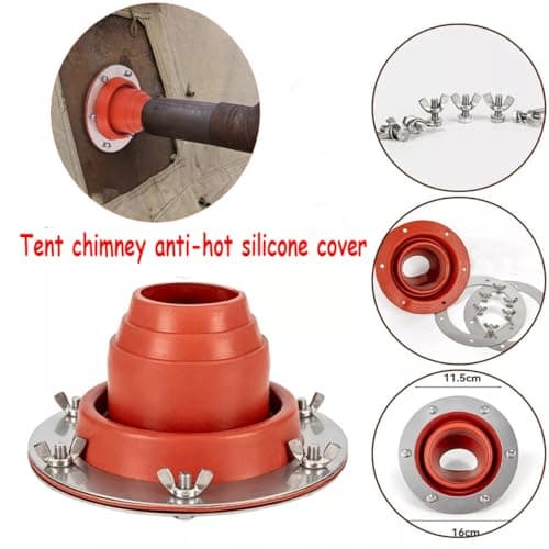 ACESOME Tent Flashing Kit, Heat Resistant Tent stove Jack Kit, with Silicone Pipe Resistant +Stainless Steel Base, Tent Chimney Anti-scalding Cover, Camping Accessories for Wood Burner Traveller Stove — view 5