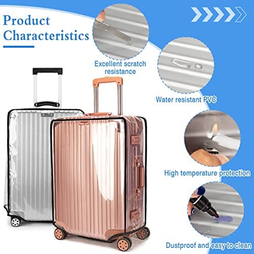 Chudian 2 Pieces Clear PVC Suitcase Cover, 30 Inch Waterproof Luggage Cover Clear Protective Luggage Cover Dustproof Luggage Covers Protectors for Suitcases Travel Luggage — view 5