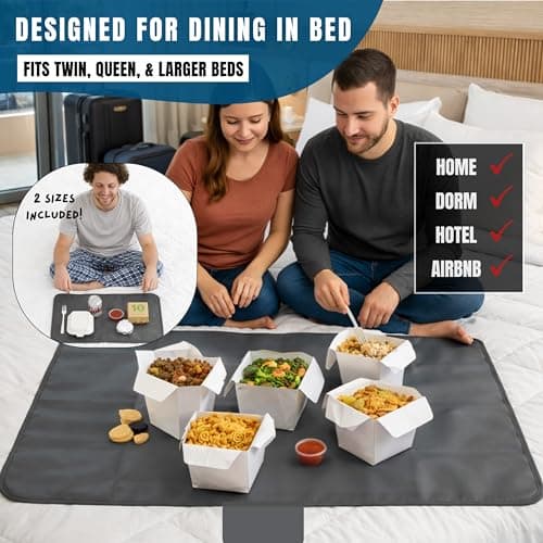 Portable Travel Mat Blanket Set of 2 for - Food - Home - Bed - Travel - Picnic - Camping - Airplane - Outdoor - Packable - Washable - Reversable — view 3