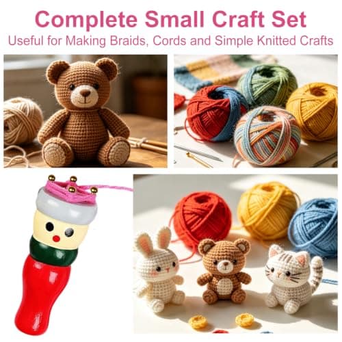 ACKKOR 2 Pack French Knitting Doll, Wooden Knitting Kit with Easy to Use French Knitter Kit to Make Scarves Hats Headbands and Socks and Adults Knitting Starter Kit (8.8 x 3.3 Cm) — view 5
