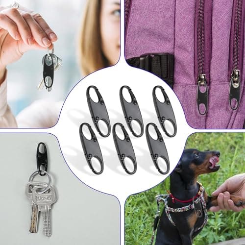 Zipper Clip Theft Deterrent, Mabor 6Pcs Double Small Zipper Clips Anti Theft S Pull Locks for Backpacks, Camping, Fishing, Traveling, Outdoor Sports (Black) — view 6