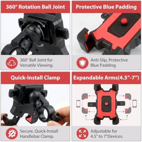 360° Motorbike Phone Holder | Bike Phone Mount Clamp | E Bike Accessories — view 3
