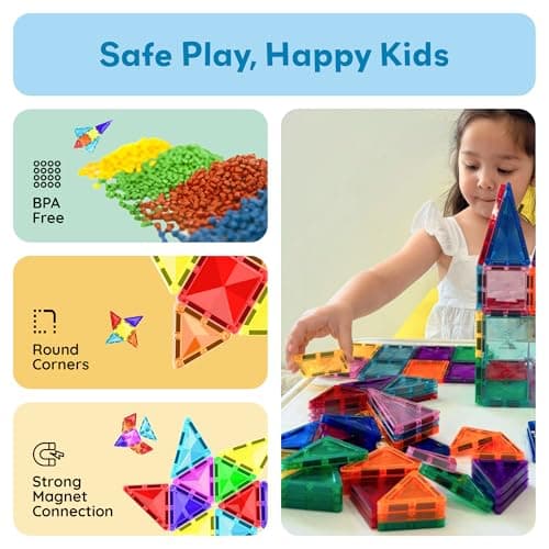 PicassoTiles 30 Piece Magnetic Building Blocks Mini Diamond Series Travel Size On-the-Go Magnet Construction Toy Set STEM Learning Kit Education Playset Child Brain Development — view 6