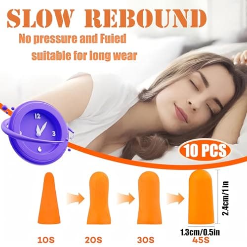 10 Pairs Soft Foam Ear Plugs- 38db Noise Reduction Sponge Earplugs for Sleeping Noise Cancelling Reusable Ear Plugs Hearing Protection for Sleep, Travel, Work, and Study, Flying, Loud Noise — view 2