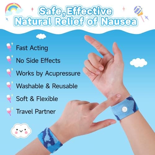 MEIYYJ Travel Sickness Bands Cruise Accessories Must Haves Sickness Bands for Children Gifts for Sea Sickness Wristbands Travel Sickness Kids Wristbands Cruise & Sea Travel Essentials-Camo Blue/Blue — view 4