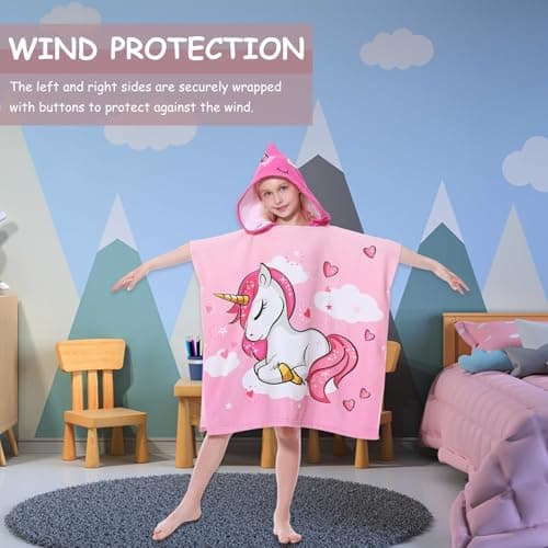 MOKANI Kids Hooded Poncho Towels Girls Beach Towel Poncho for Swimming Pool — view 3