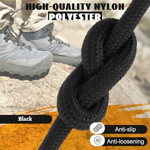 Puzeam 2 Pairs 4.5 mm Round Shoe Laces for Heavy Duty Boots Black 150cm — view 2