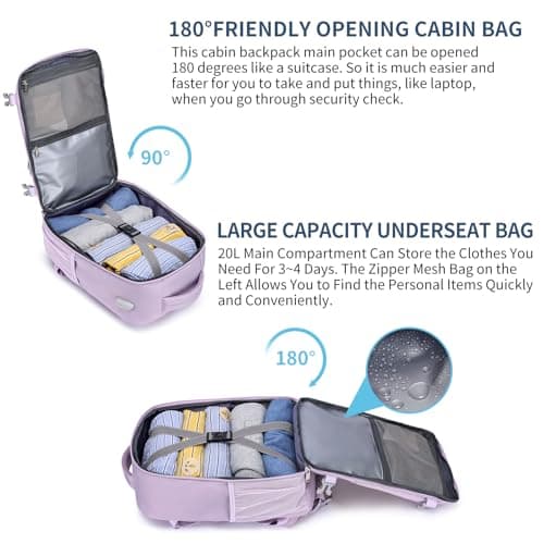 Ryanair Cabin Bag 40x20x25 Underseat 20L Small Travel Bag for Women, Purple — view 5