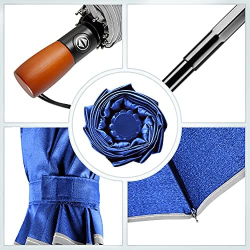 YumSur Automatic Windproof Umbrella,Compact Strong and Portable Umbrella, Double Canopy, Non-slip Handle, Travel Folding Umbrella with Reinforced Frame For Men & Women Raininy Days Night Time Use — view 3