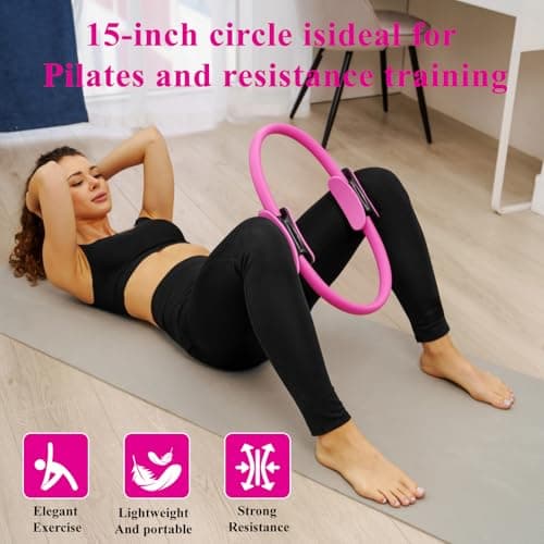 NYVEER 10 Pack Pilates Ring Set, 15" Pilates Fitness Circle for Women, Travel Office & Home Pilates Workout Equipment for Upper Body Core Glutes Inner Thigh, Pilates Essentials for Studio Equipment. — view 2