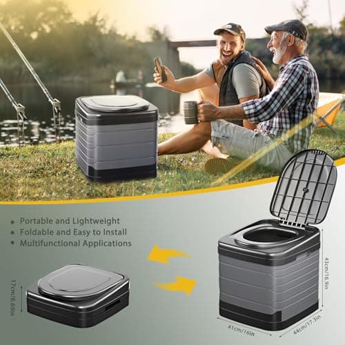 congumi Large Portable Camping Toilet, 16.9inches XXL Folding Portable Toilet for Adults, inches Travel Composting Toilets with 20pcs Trash Bags for Car, Outdoor Camping, Hiking Travel Caravan — view 6