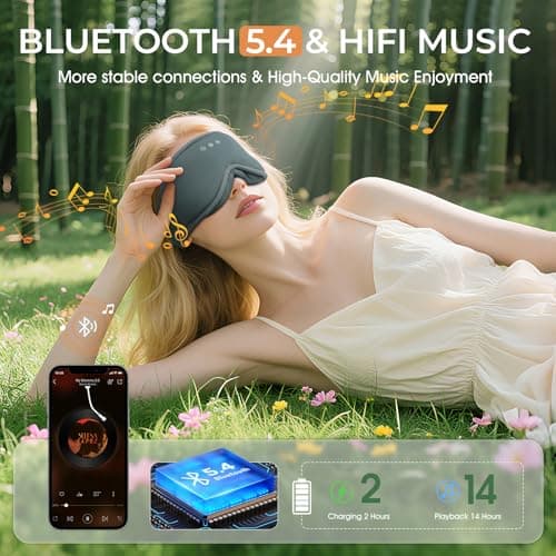 MUSICOZY Breathable Organic Bamboo Cotton Sleep Mask Headphones — view 5