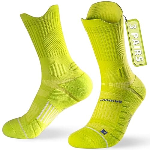 Rahhint Coolmax 3 Pack Compression Running Socks Men Women Anti Blister Socks Walking Socks with TAB Design, Compression Zone, Venting Mesh Network and Arch Support,Multicolour 3-5
