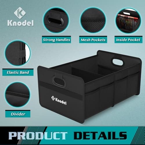 K KNODEL Car Boot Organiser, Foldable Car Boot Storage (Mini, Black) — view 3