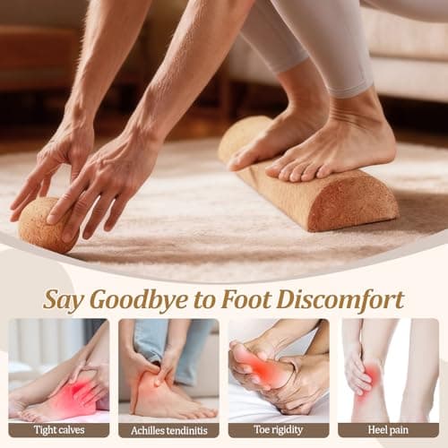 Ronyme Cork Balance Board Foot Strengthener, 4-in-1 Set with Balance Blocks, Roller, Massage Ball & Toe Bands, Resistance Bands Balance Control Cork Ankle Trainer for Adults Kids Dance Exercise — view 6