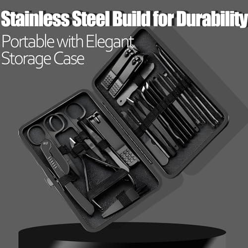 24Pcs Nail Files Set, Manicure Set Men Stainless Steel Manicure Pedicure Sets for Feet, Suitable Ideal for Men Women Daily Nail Care, Thick Nails Trimming and Travel Essentials — view 6