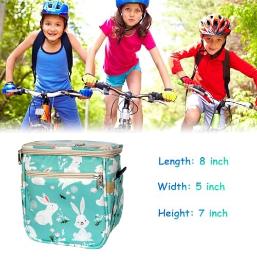 Hamkaw Kids Bicycle Basket Bike Handlebar Bag Organizer, Children's Front Bike Decoration Accessory for Girls & Boys, Kid Bike Bag Fits for Balance Bike, Tricycle, Scooter (Bunny) — view 2