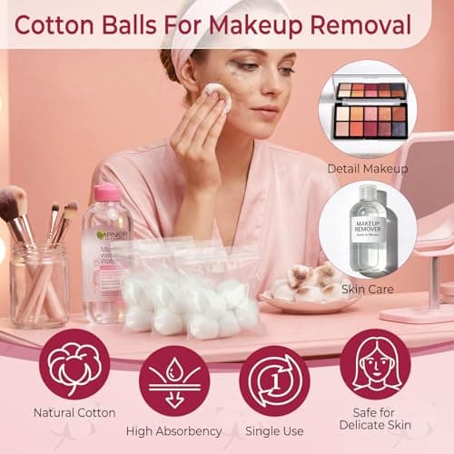 100 Cotton Balls Bulk Travel Size Soft Medium Organic Cotton Balls for Face — view 4