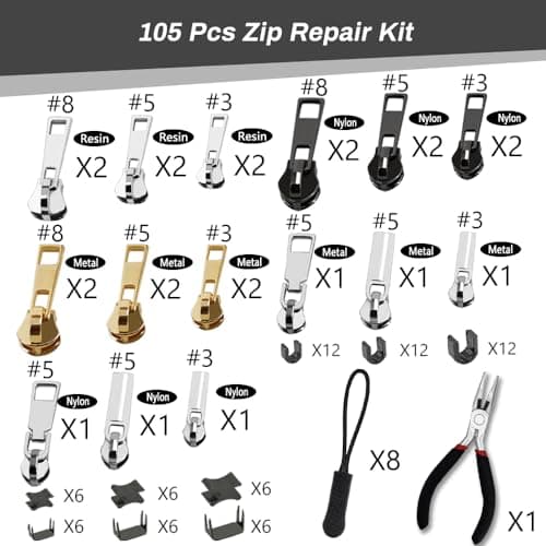 Haraqi Zip Repair Kit(105pcs), Zip Repair Set, Zipper Pull Replacement — view 5