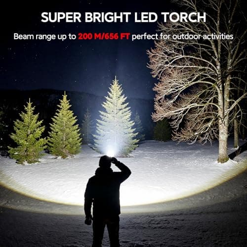 GEARLITE Rechargeable Torch, 2000LM Torches LED Super Bright Adjustable Focus, Waterproof Small Torch with 3 Lighting Modes, LED Torches for Dog Walking, Emergency, Power Cut, Gift for Dad Him — view 2