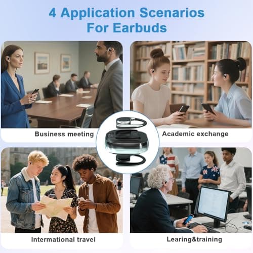 BZRYPREC OWS 144-Language AI Translator Earbuds - Real-Time Speech Translation with Accent Recognition - Learning/Travel/Business Bluetooth Earbuds（Black） — view 3