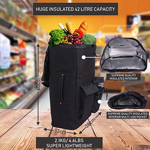 Hoppa 42L Large Foldable Insulated Shopping Trolley on Wheels, 2 Wheel — view 5