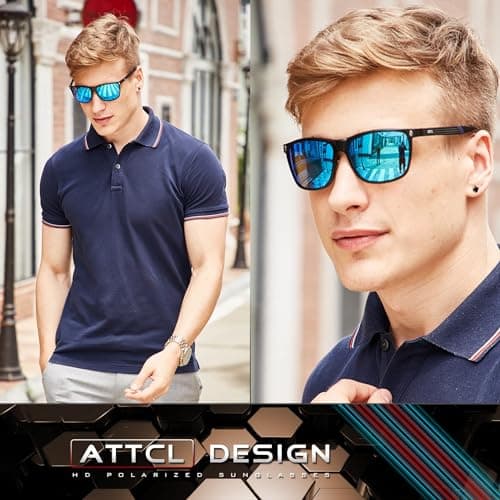 ATTCL Driving Polarised Sunglasses Mens UV400 Protection AL-MG Metal Square — view 2